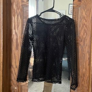 Black mesh fishnet top